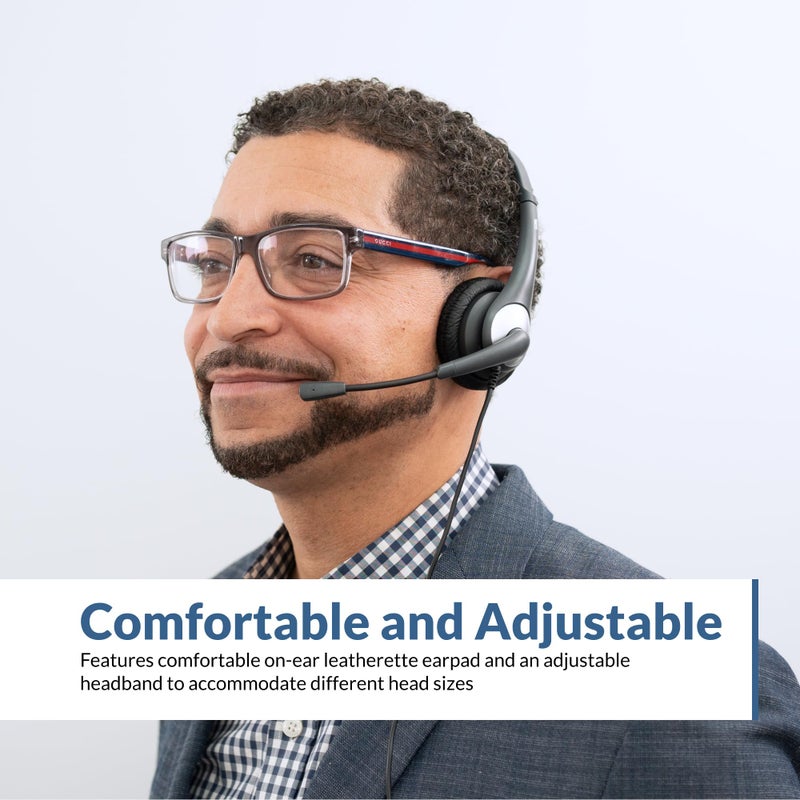 Cyber Acoustics Mono Headset, headphone with microphone, great for K12 School Classroom and Education (AC-104),Gray - Image 3